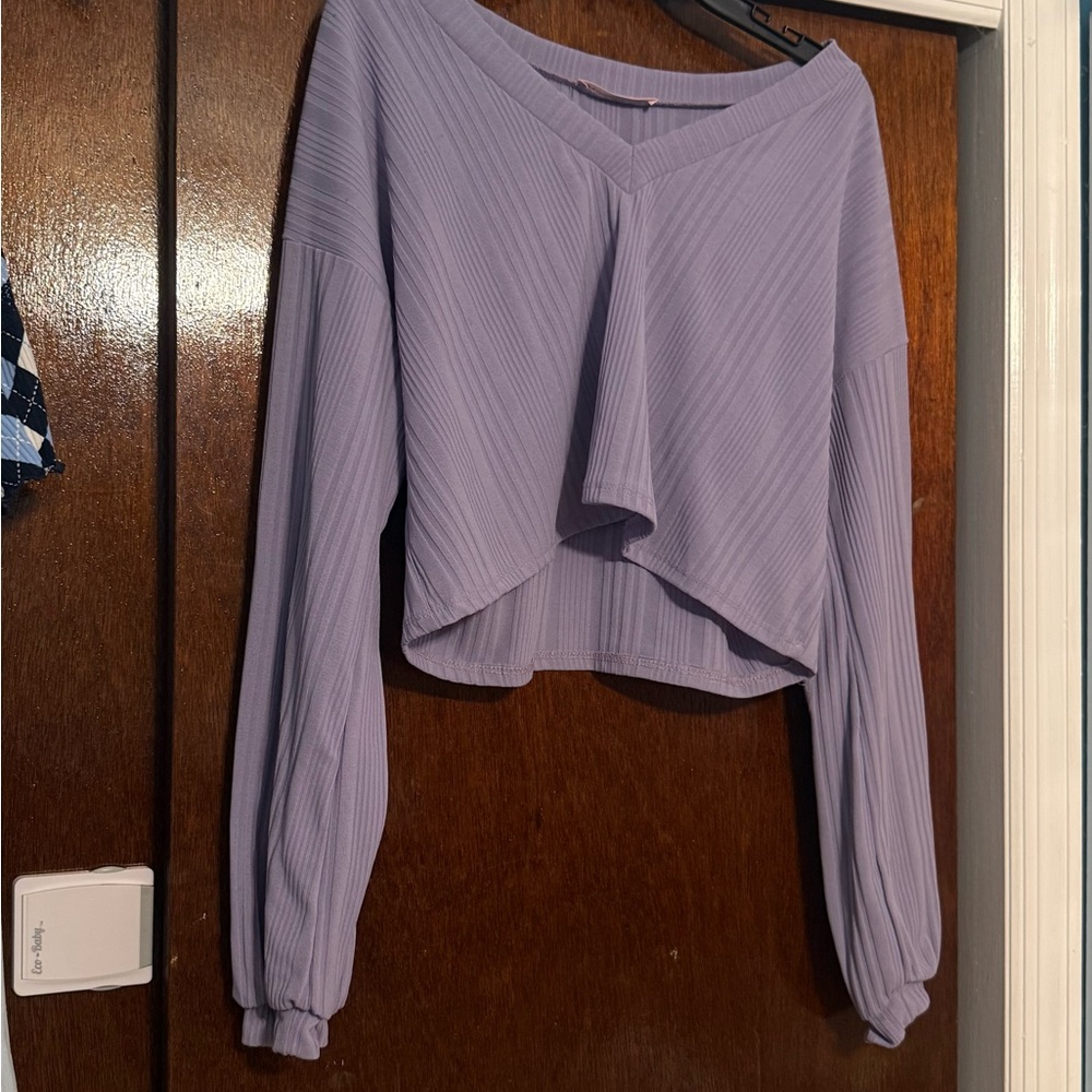 Blue Blush Lavender V-Neck Blouse